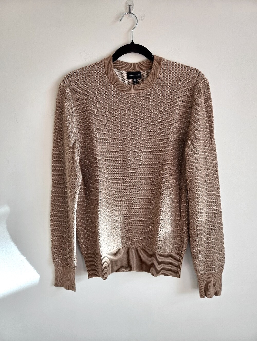 CLUB MONACO | S (fits M) Cotton Blend Waffle Knit Sweater | tan